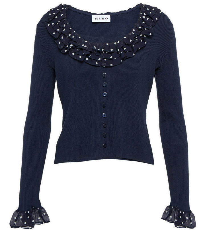 Photo: Rixo Laurel ruffle-trimmed knit cardigan