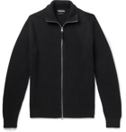 TOM FORD - Suede-Trimmed Ribbed Cashmere Cardigan - Black