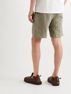 De Bonne Facture - Washed Linen-Canvas Drawstring Shorts - Green