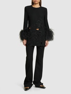 ELIE SAAB - Heavy Cady Embroidered Shirt W/feathers