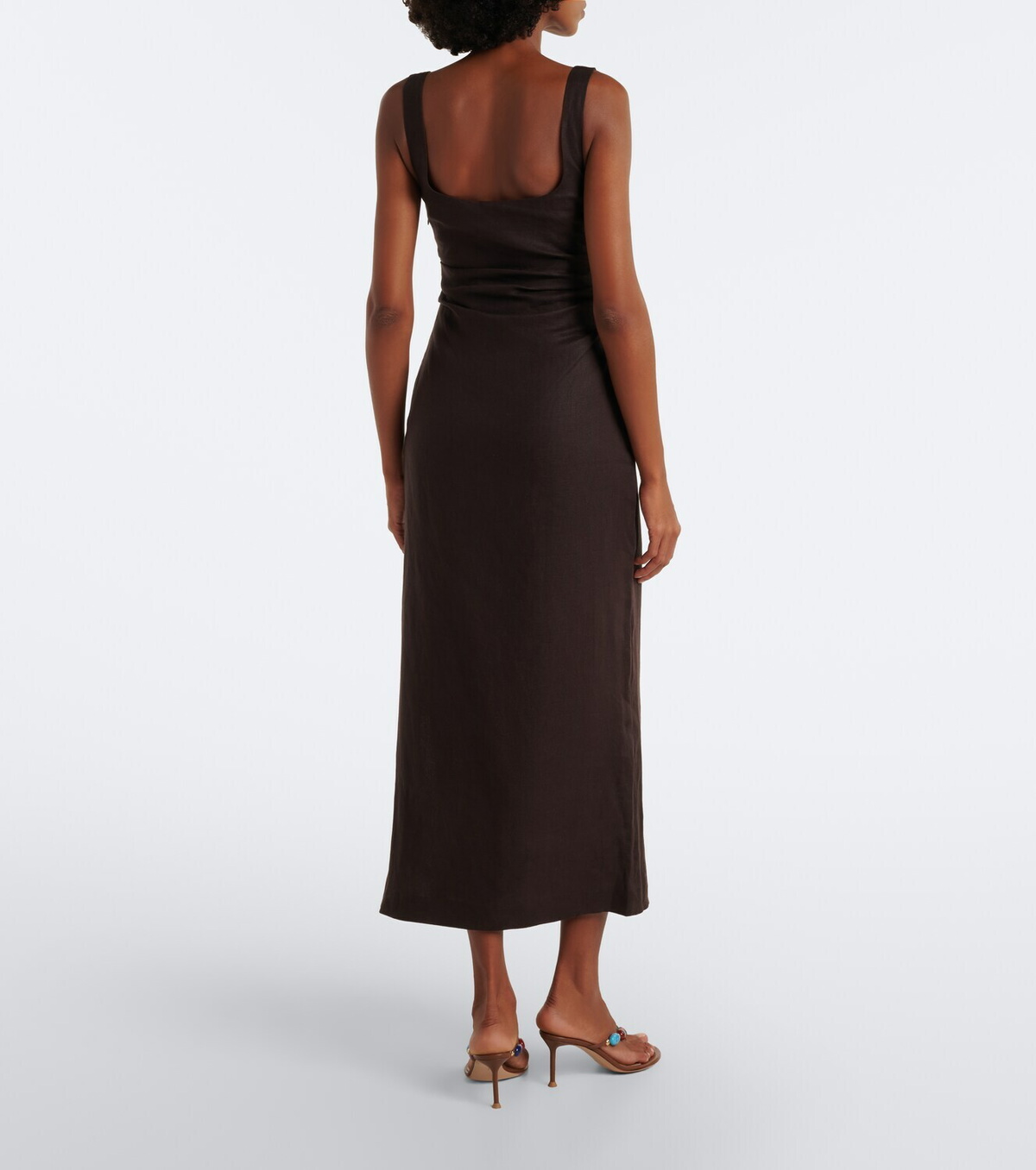 SIR Draped linen midi dress