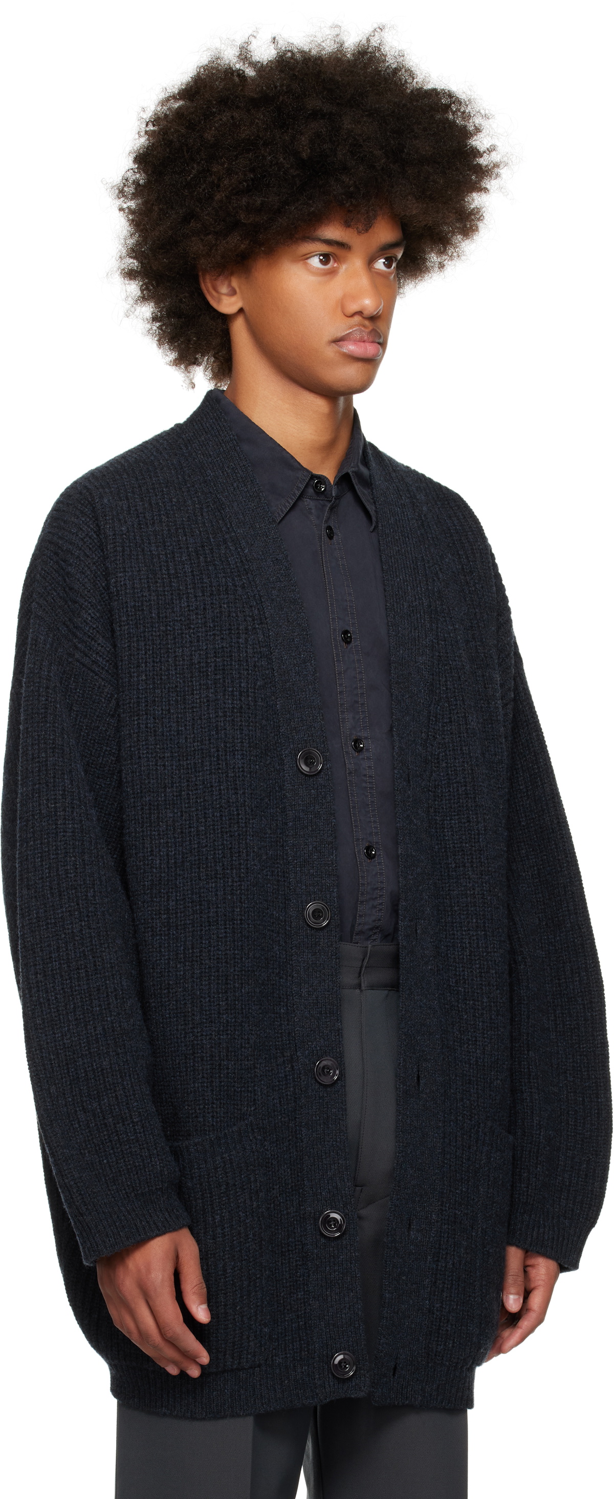 LEMAIRE Navy Felted Cardi Coat Lemaire