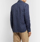 120% - Polka-Dot Embroidered Linen Shirt - Blue