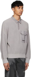 HELIOT EMIL Grey Knit Oversized Polo