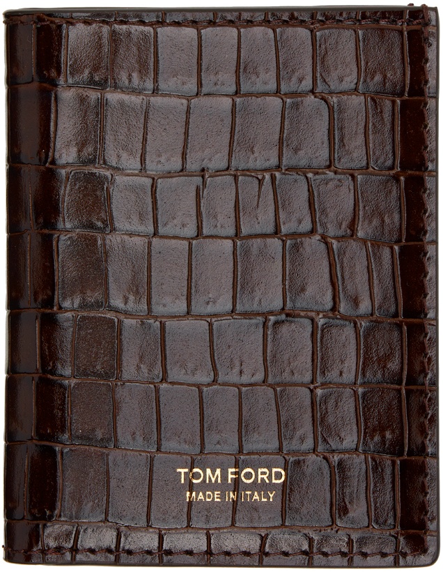 Photo: TOM FORD Brown Croc Folding Card Holder