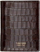 TOM FORD Brown Croc Folding Card Holder