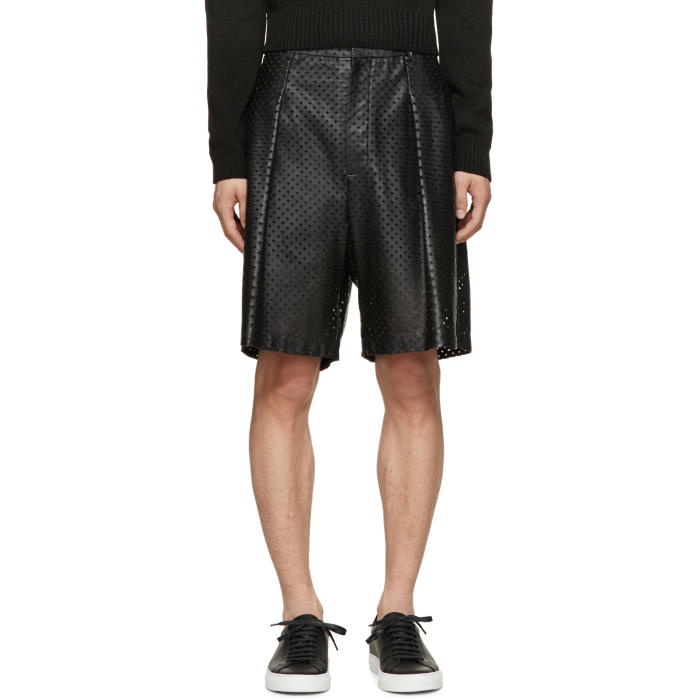 Photo: Givenchy Black Perforated Leather Shorts