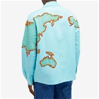 Sky High Farm Men's World Embroidered Shirt in Blue