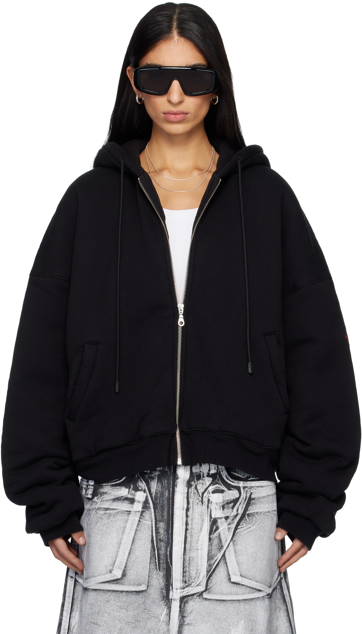 LU'U DAN SSENSE Exclusive Black Wadded Hoodie