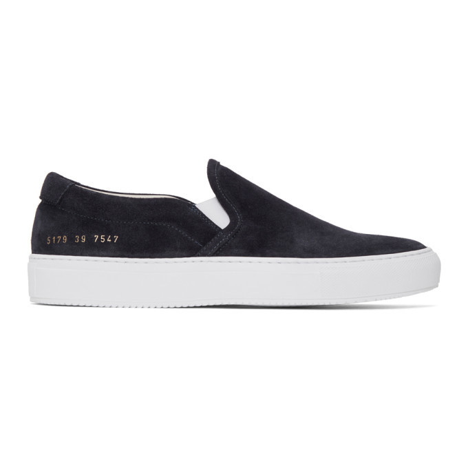 Photo: Common Projects Black Suede Slip-On Sneakers