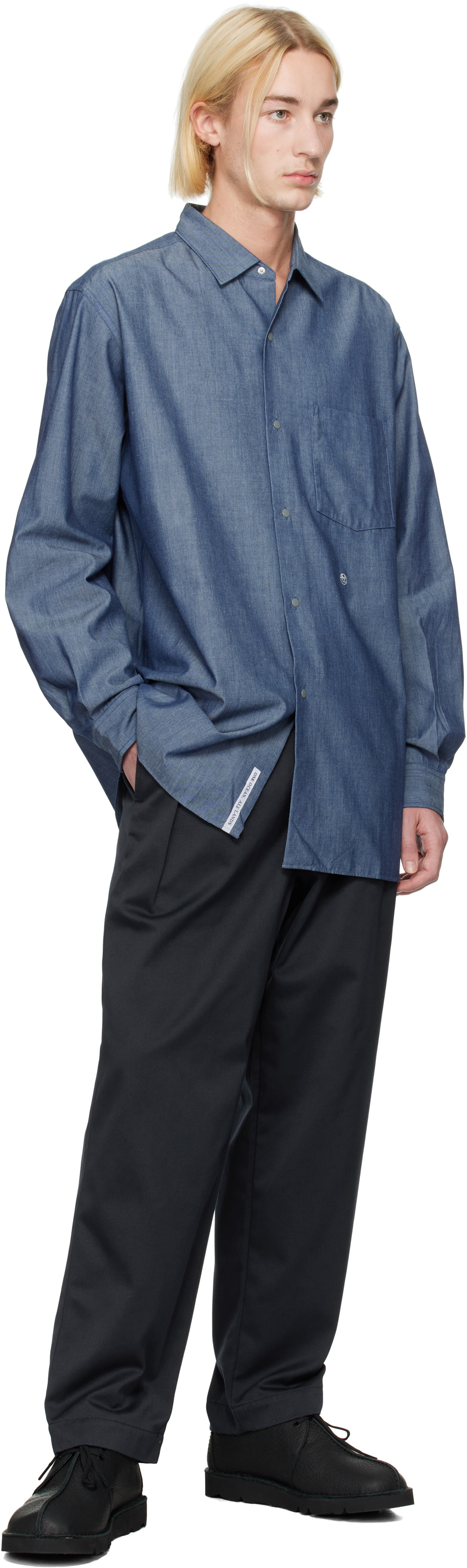nanamica Indigo Regular Collar Chambray Shirt Nanamica