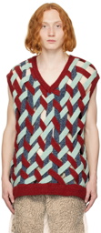NAMESAKE Red & Blue Basket Weave Vest