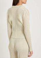 Pleats Please Issey Miyake Pleated Woven Cardigan Ivory