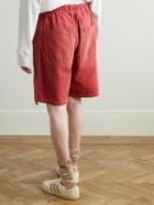 KAPITAL - Easy Straight-Leg Cotton-Twill Drawstring Shorts - Red