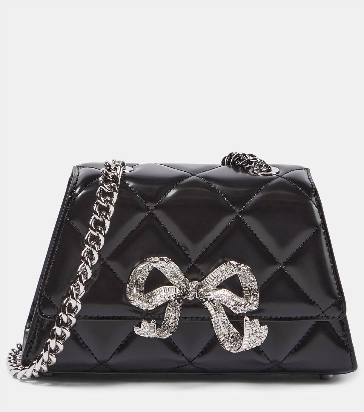 Self-Portrait Bow Mini quilted leather shoulder bag