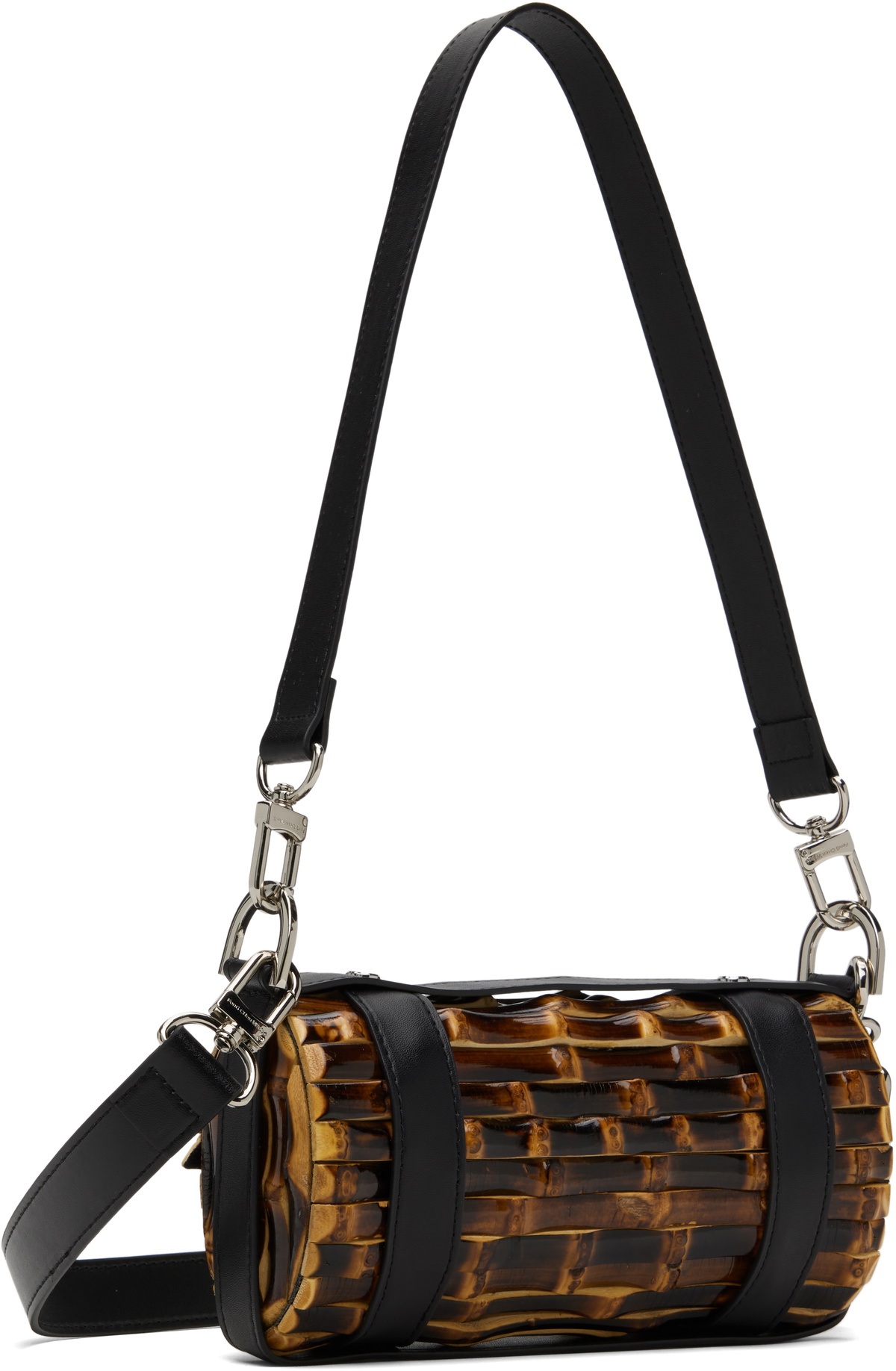 Feng Chen Wang Brown & Black Cylindrical Bamboo Bag