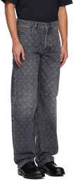 Marine Serre Gray Moon Laser Baggy Jeans