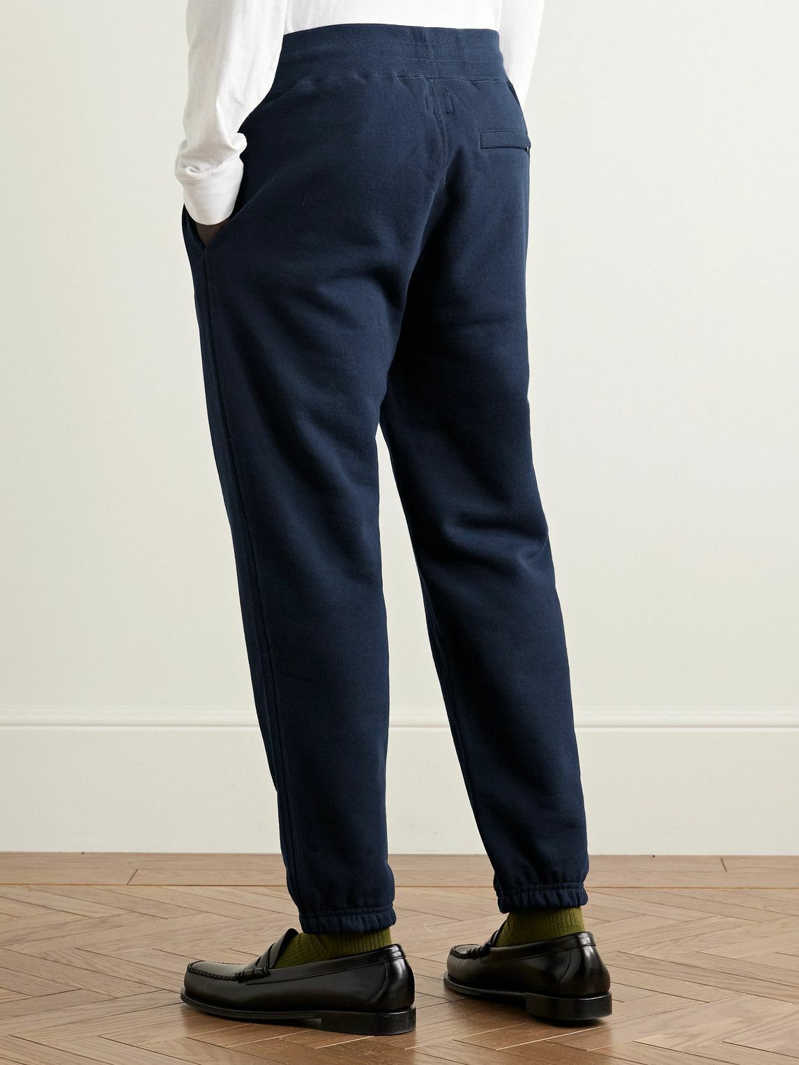 Noah - Core Tapered Logo-Embroidered Cotton-Jersey Sweatpants - Blue