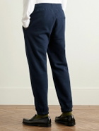Noah - Core Tapered Logo-Embroidered Cotton-Jersey Sweatpants - Blue