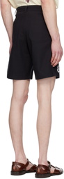 HARAGO Black Beadwork Embroidered Long Shorts