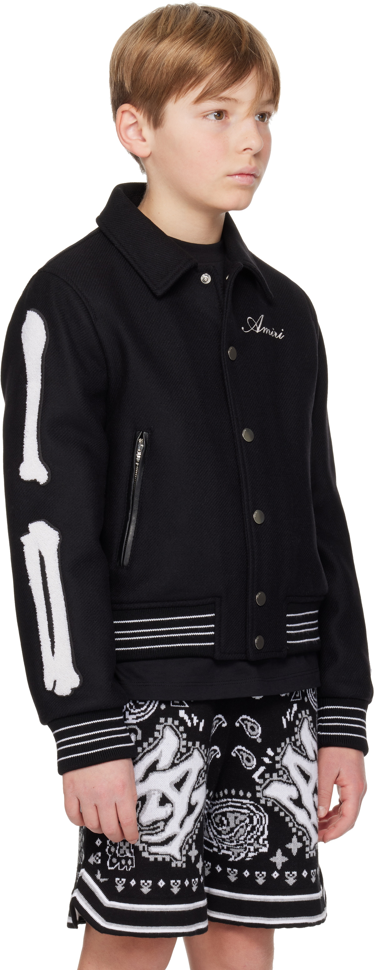 AMIRI Kids Black Bones Bomber Jacket