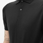 John Smedley Men's Merino Knit Polo Shirt in Black