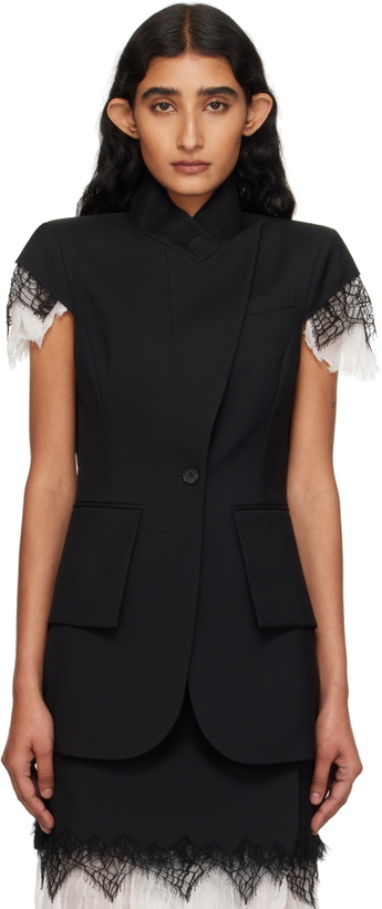 Photo: McQueen Black Cobweb Lace Sleeveless Blazer