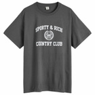 Sporty & Rich Men's Varsity Crest T-Shirt in Faded Black/White