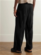 Our Legacy - Reduced Straight-Leg Crinked Cotton-Blend Trousers - Black