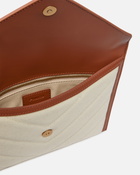 Pinko Flat Canvas Clutch Bag With Leather Trim Beige/Brown Antique Gold