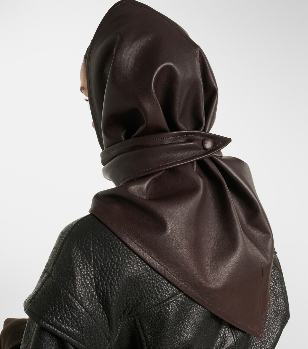 Nour Hammour Draped leather hood