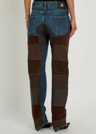 Versace Leather and Suede Patchwork Straight-leg Jeans Blue