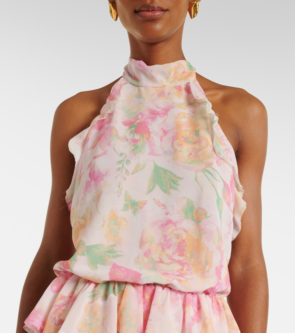 Bananhot Malena floral ruffled asymmetric maxi dress