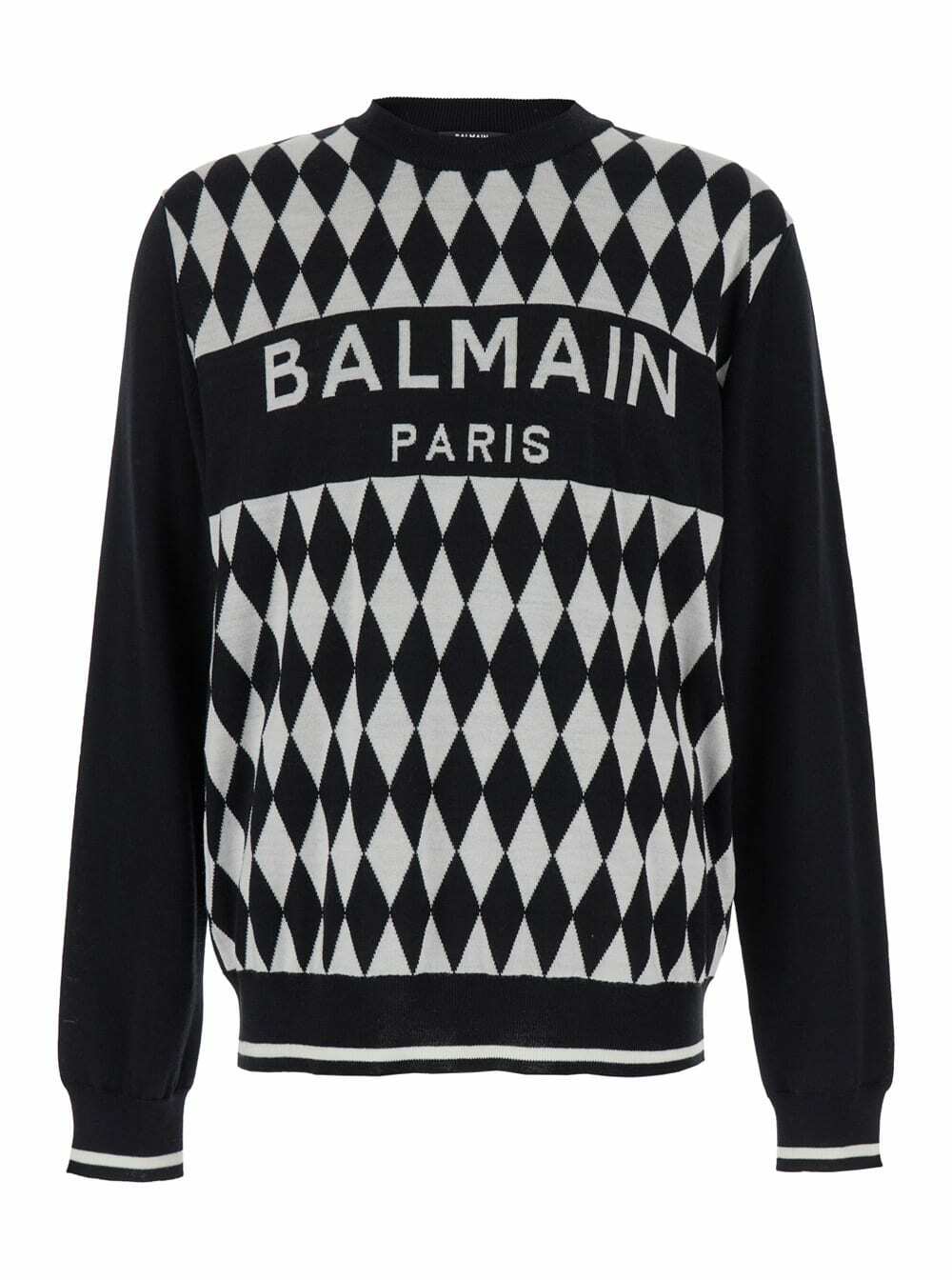 【送料&関税込】Balmain Logo Patch Double-collar Knit Sweate Balmain Logo Patch Double-collar Knit Sweater Balmain