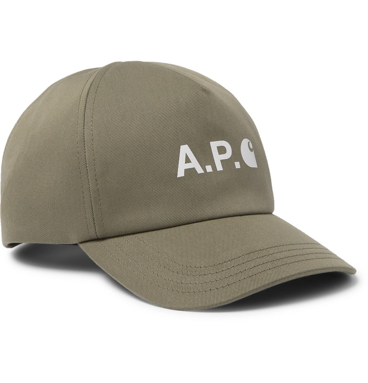 Photo: A.P.C. - Carhartt WIP Logo-Print Cotton-Blend Twill Baseball Cap - Green