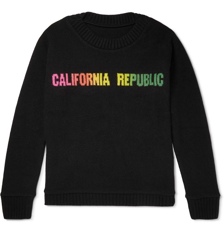 Photo: The Elder Statesman - California Republic Intarsia Cashmere Sweater - Black