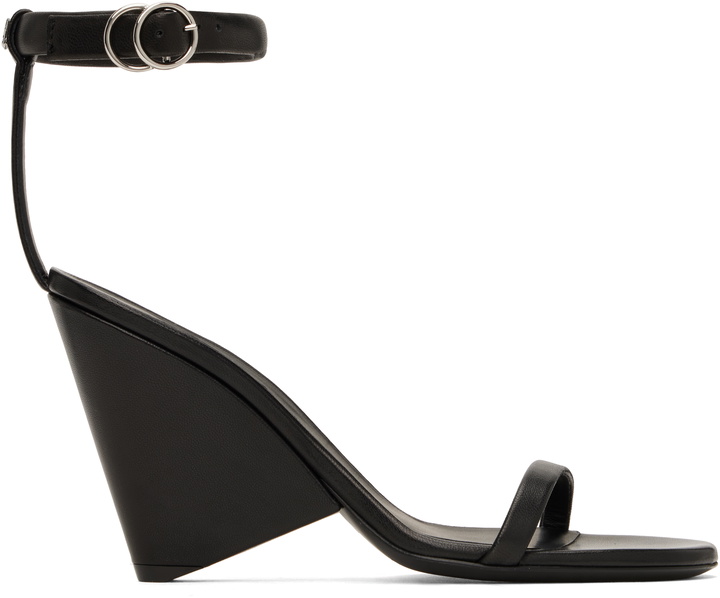 Photo: Courrèges Black Oblique Leather Heeled Sandals