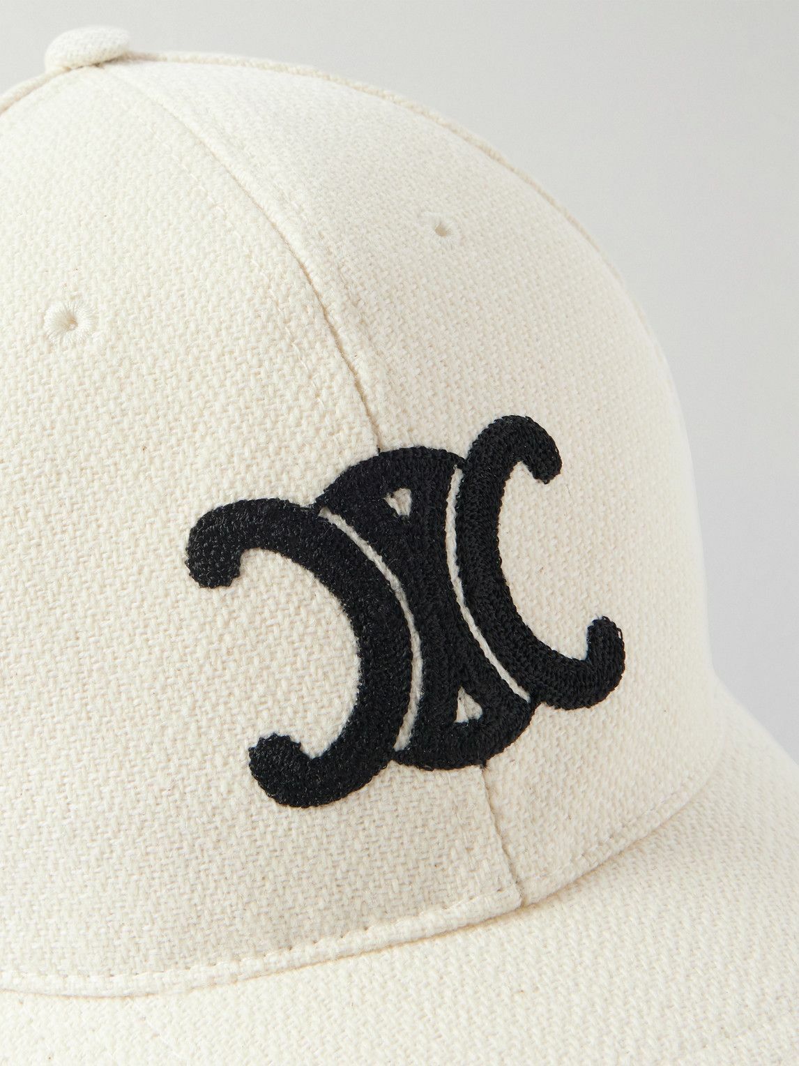 CELINE - Triomphe Logo-Embroidered Wool-Blend Baseball Cap - Neutrals