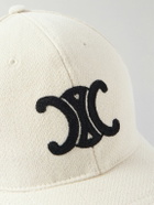 CELINE - Triomphe Logo-Embroidered Wool-Blend Baseball Cap - Neutrals