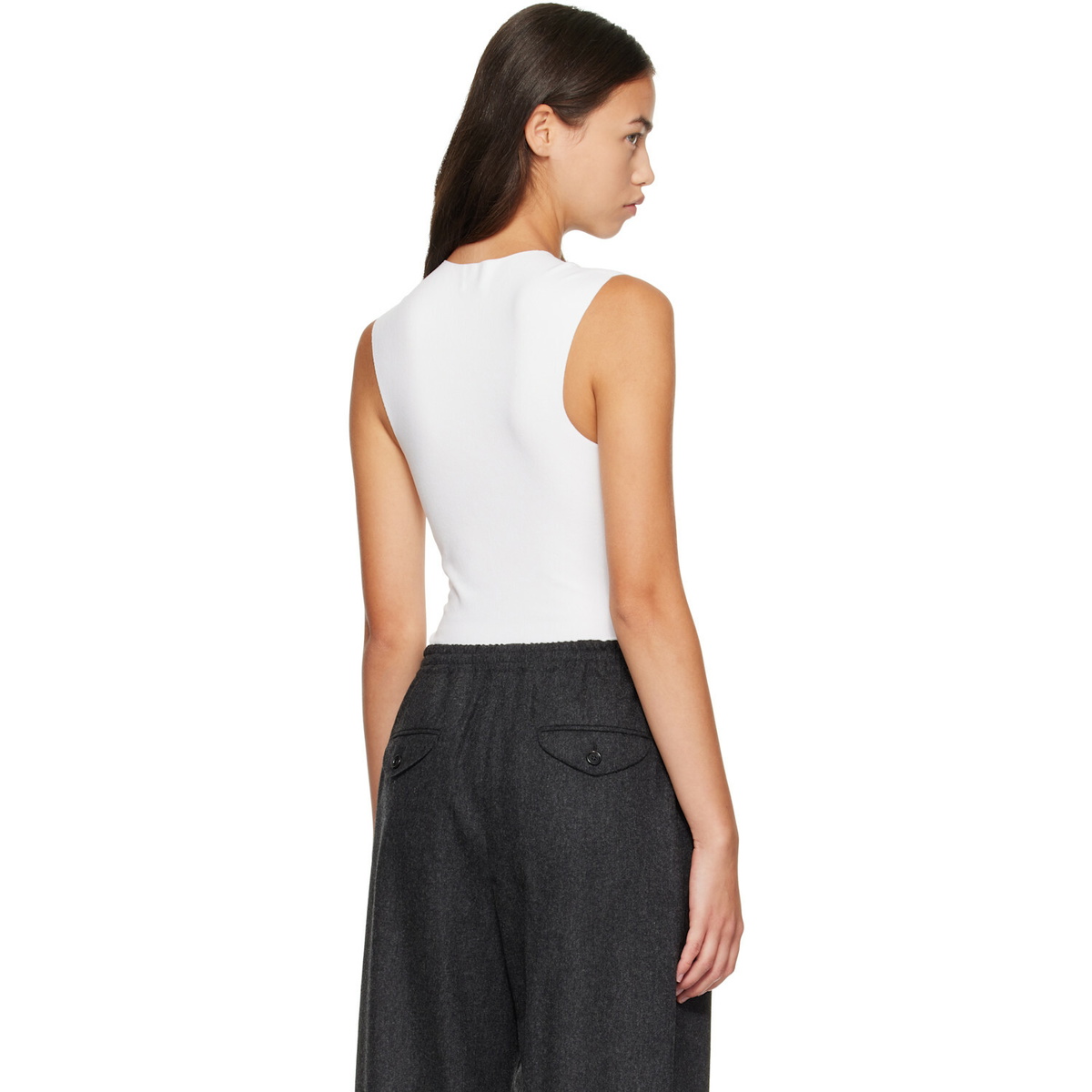Jil Sander White Ribbed Bodysuit