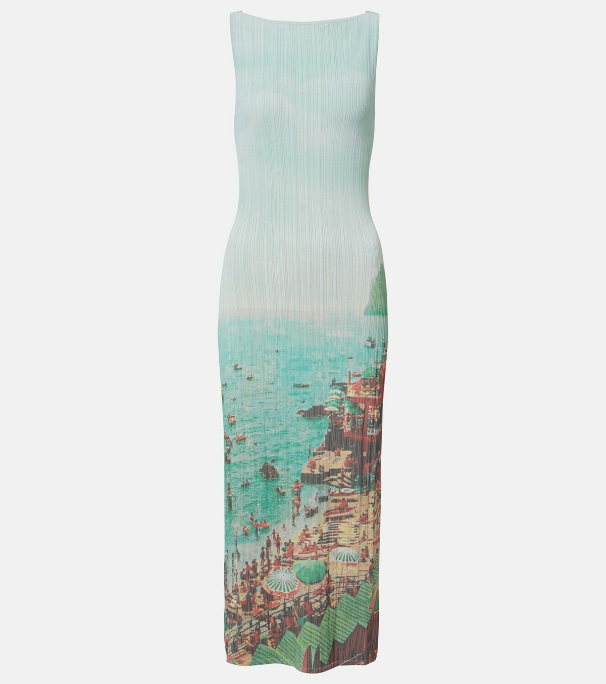 Staud Bryn printed plissé midi dress