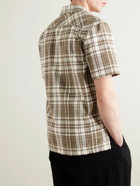 Mr P. - Camp-Collar Checked Textured-Cotton Shirt - Brown