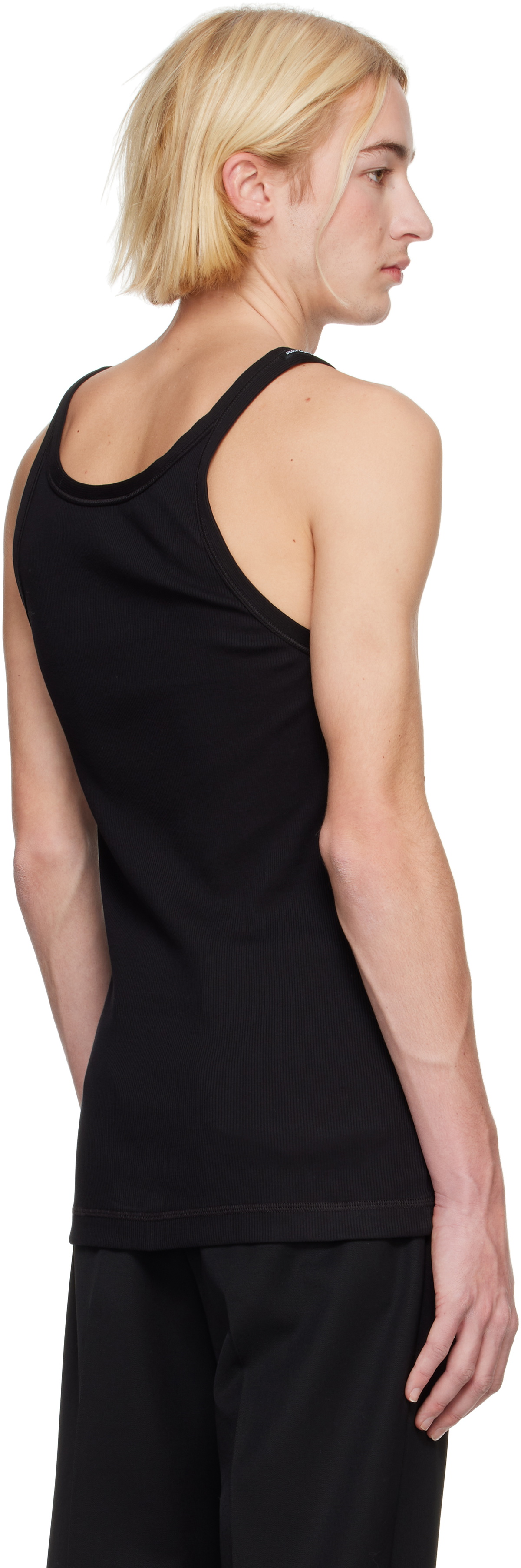 Dolce&Gabbana Black Logo Patch Tank Top