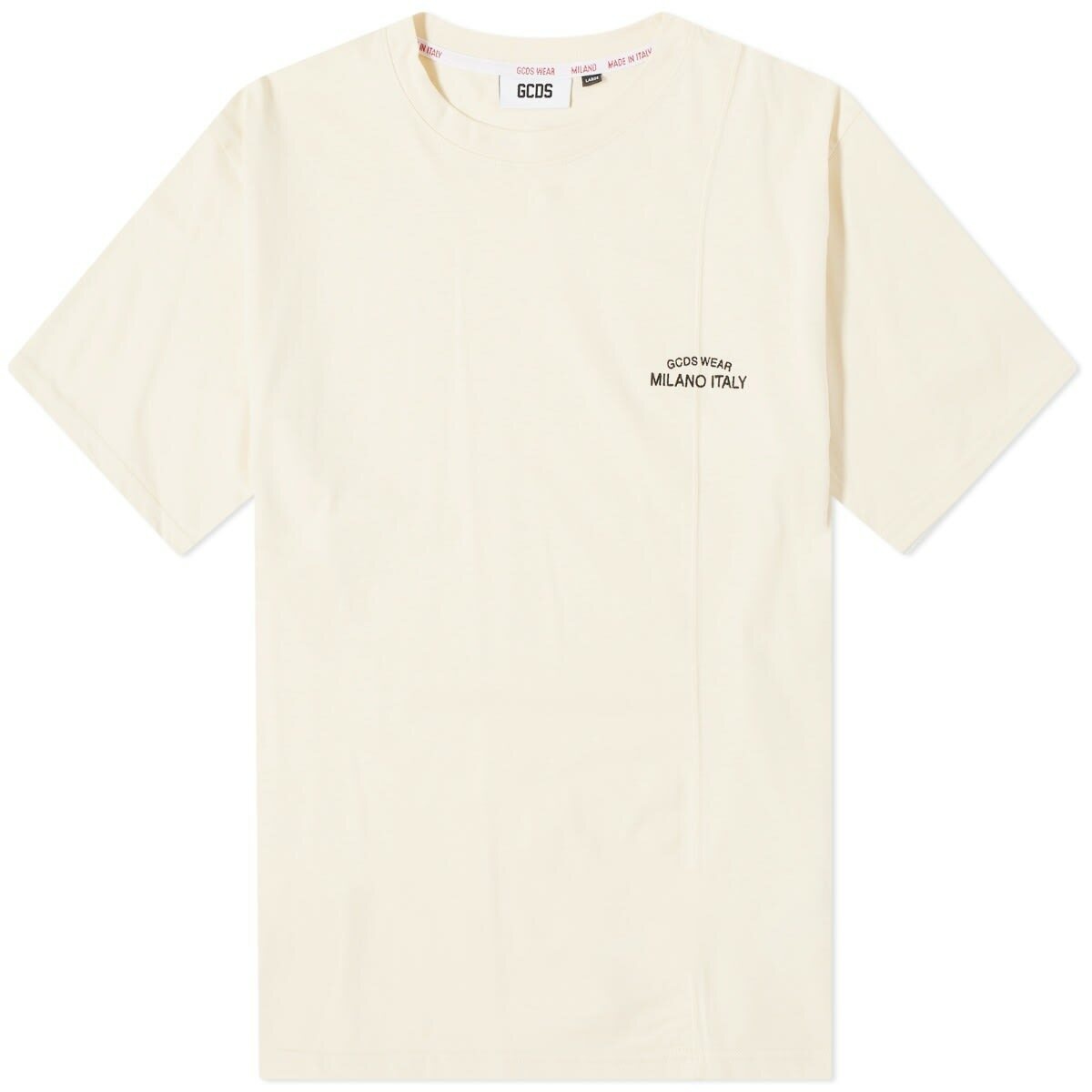 Photo: GCDS Men's Embroidered Logo T-Shirt in Off White