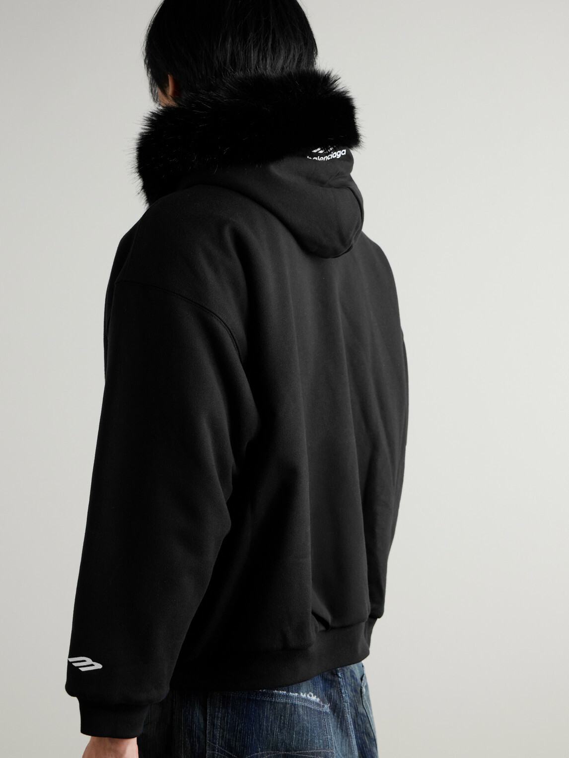 Balenciaga - Plush-Lined Cotton-Jersey Hoodie - Black