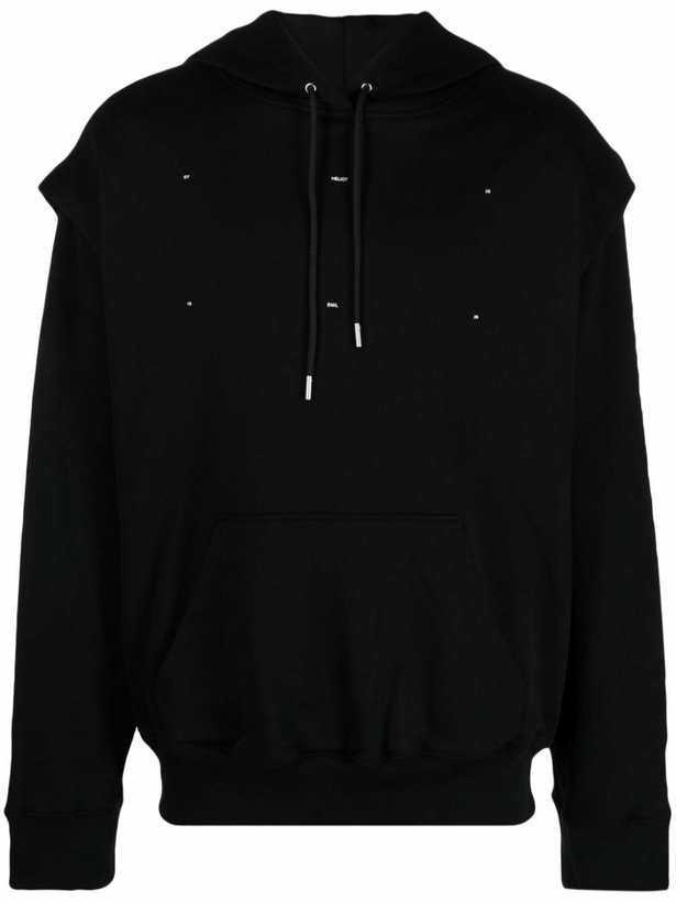 Photo: HELIOT EMIL Black Outline Logo Cotton Hoodie