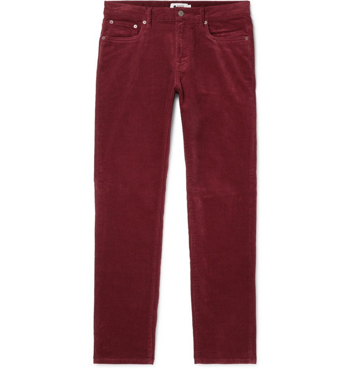 Photo: NN07 - Wilson Slim-Fit Stretch-Cotton Corduroy Trousers - Men - Red