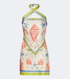 Retrofête Cable printed silk-blend halterneck dress