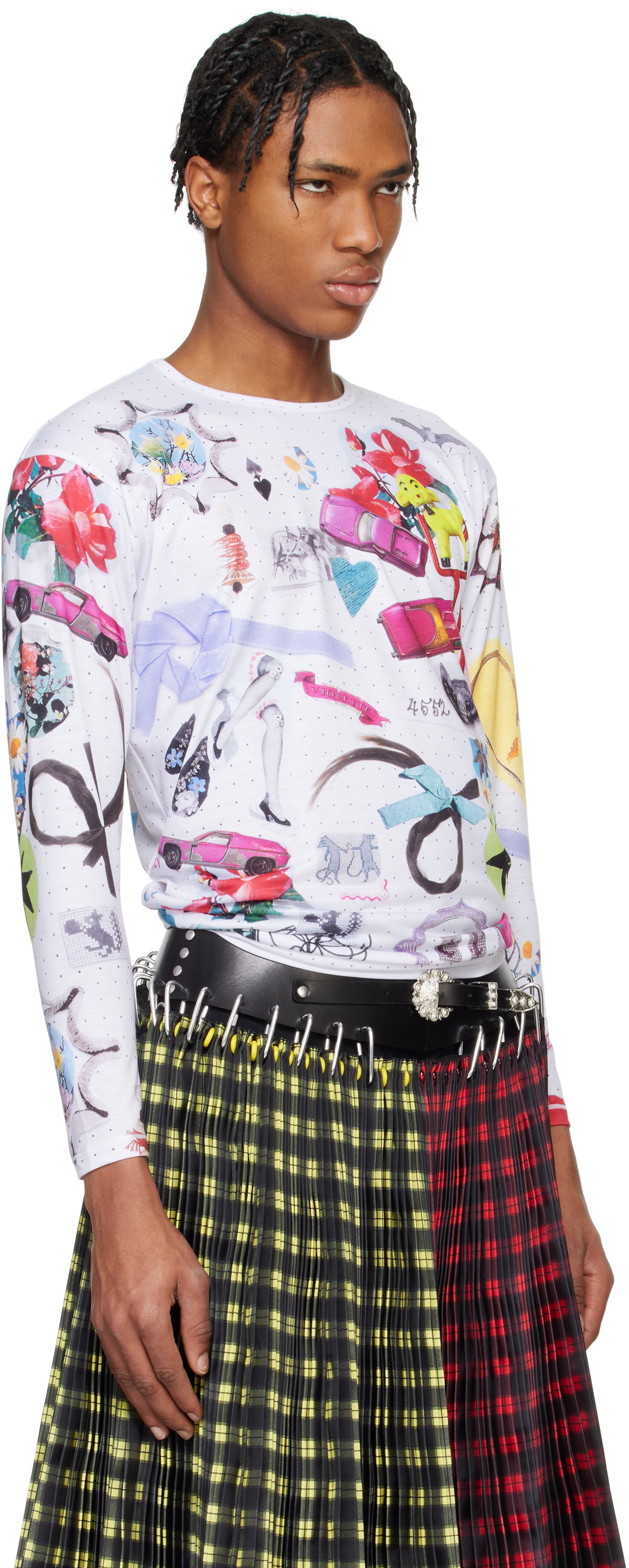Chopova Lowena White 'What's In My Bag' Fitted Jersey T-shirt