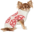 Ashley Williams White & Red Intarsia Pentagram Dog Sweater